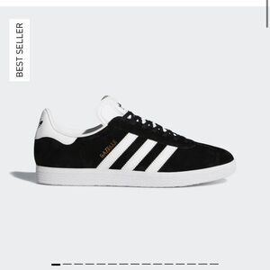 adidas Gazelle Black White Suede Athletic Sneakers